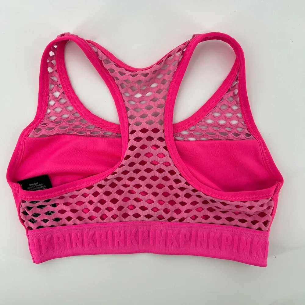 Victorias Secret PINK Women S‎ Ultimate Unlined Racerback Sports Bra Pink Mesh